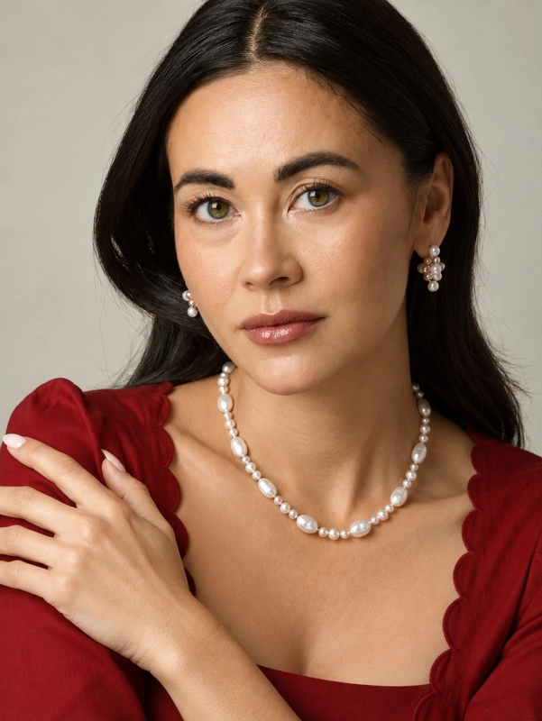 3.0-8.0mm White Freshwater Pearl Necklace - AAA Quality - Secondary Image