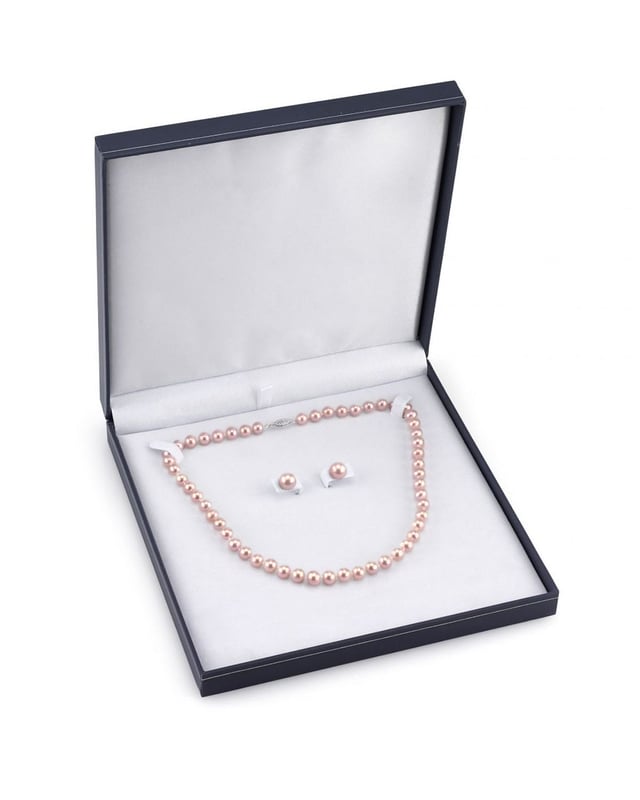 9-10mm Pink Freshwater Pearl Necklace & Earrings - Secondary Image