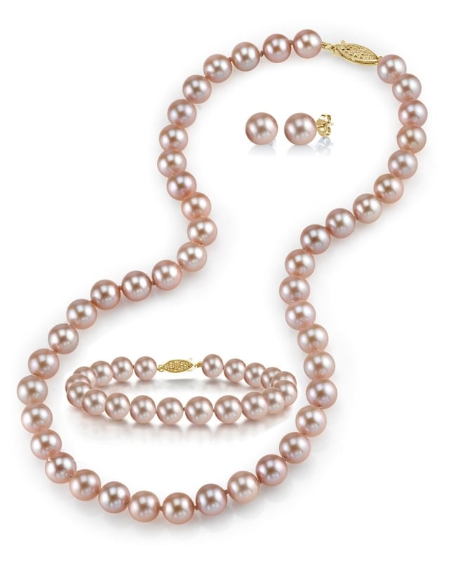 6.5-7.0mm Pink Freshwater Pearl Necklace, Bracelet & Earrings - Third Image