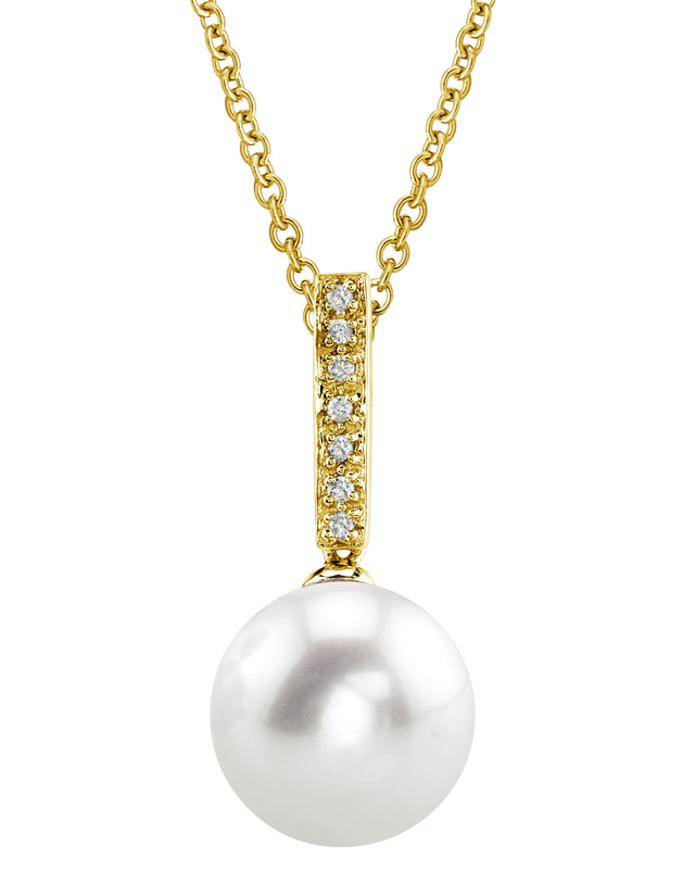 Freshwater Pearl Dangling Diamond Pendant - Third Image