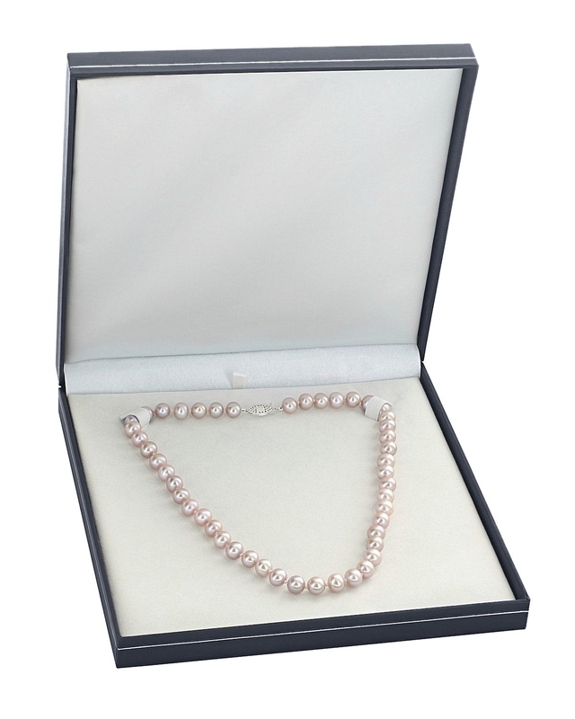 7.0-7.5mm Pink Freshwater Pearl Choker Length Necklace - Model Image
