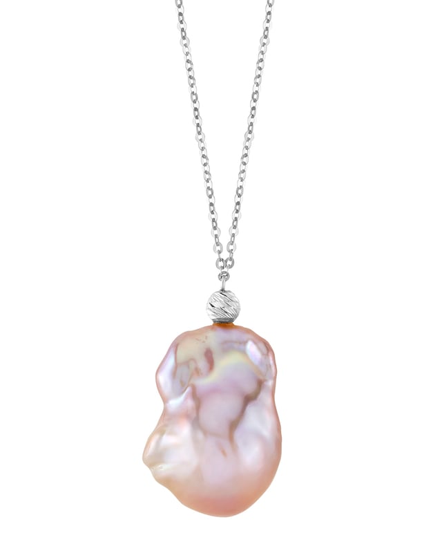13mm Pink Freshwater Baroque Pearl Solitaire Designer Pendant