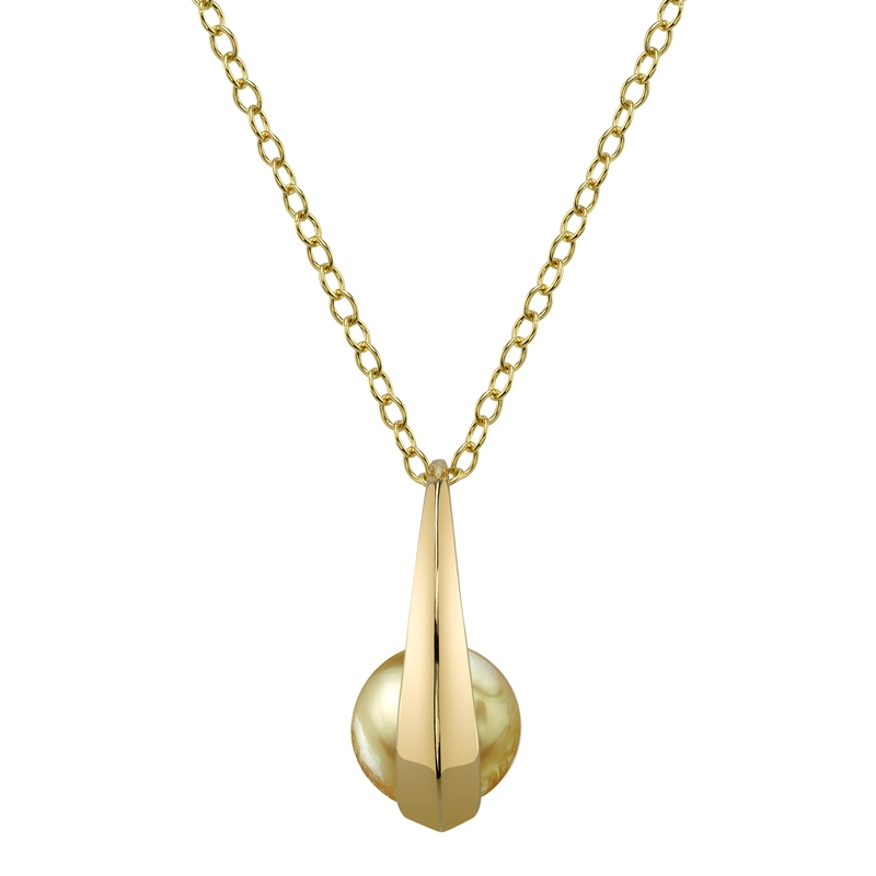 14K Gold Golden South Sea Pearl Regina Pendant