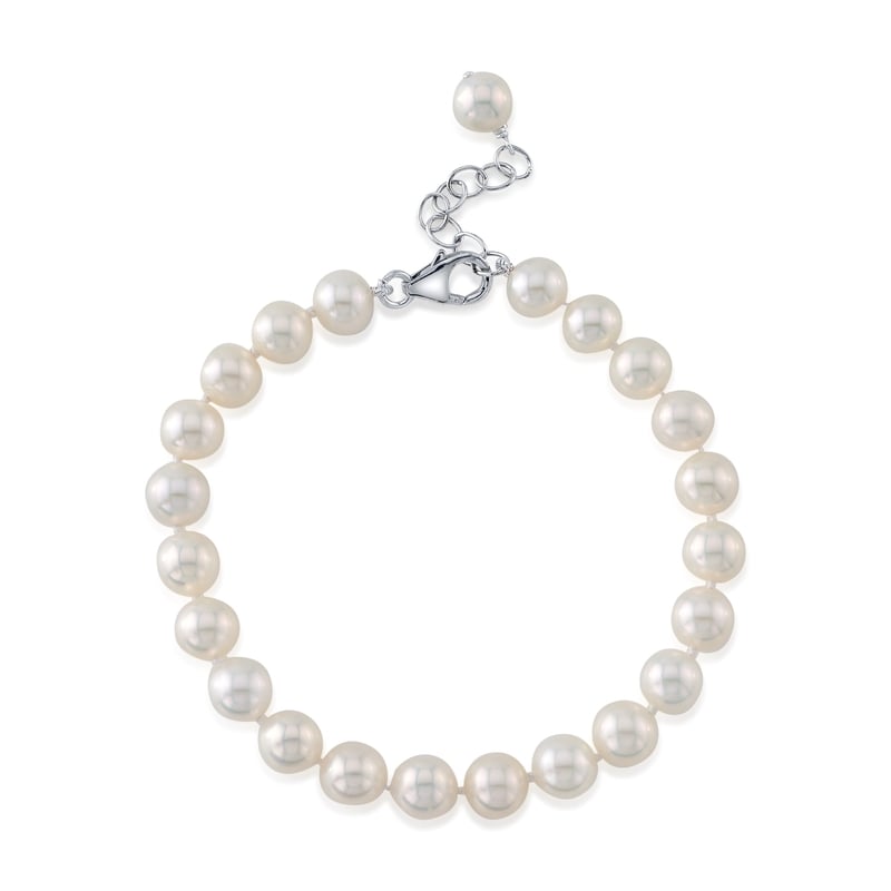 8.0-8.5mm White Freshwater Pearl Adjustable Bracelet for Men