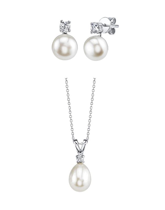White Freshwater Cultured Pearl & Cubic Zirconia Rosalie Jewelry Set