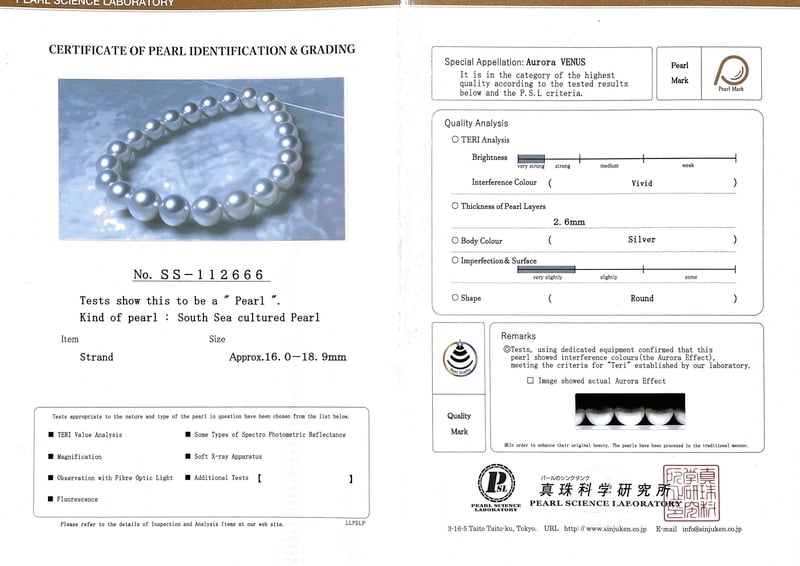 16-18.9mm White South Sea Pearl Necklace- AAAA Quality VENUS CERTIFIED - Secondary Image