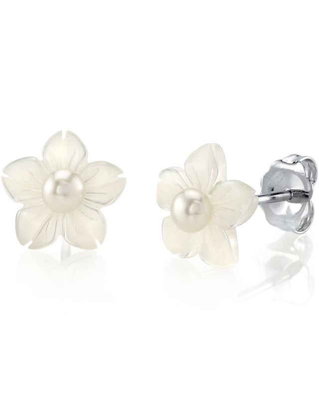 Mother of Pearl Color Blossom Stud Earrings