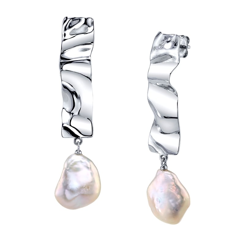 White Freshwater Baroque Pearl Reagan Earrings