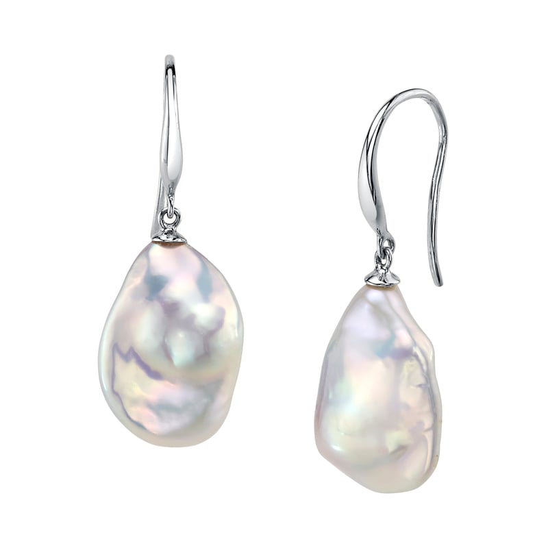 12mm White Freshwater Baroque Pearl Savanah Earrings