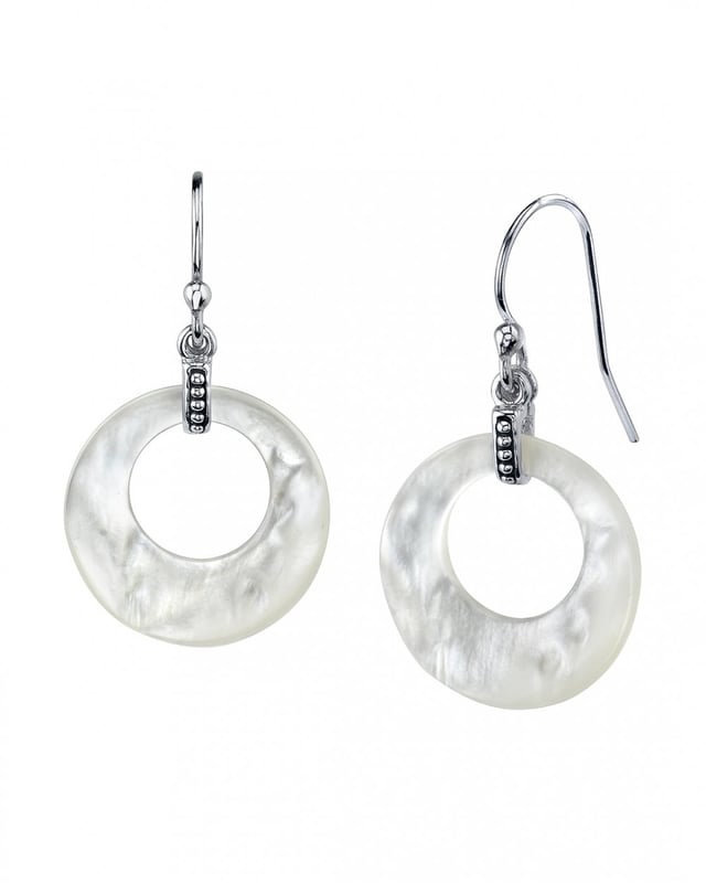 Mother of Pearl Crescent Earrings - Model Image