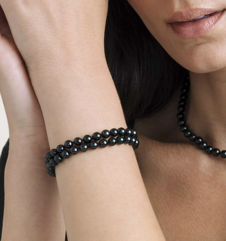 Japanese Akoya Black Double Pearl Bracelet - Various Sizes - Model Image