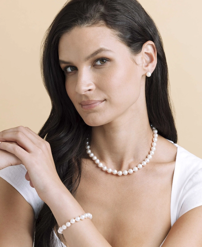 8.5-9.0mm Japanese Akoya White Pearl Set - Secondary Image