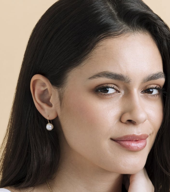 Freshwater Pearl Harriett Earrings - Model Image