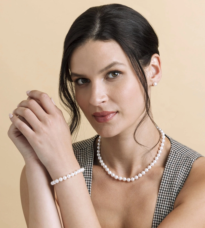 7.0-7.5mm Japanese Akoya White Pearl Set - Secondary Image