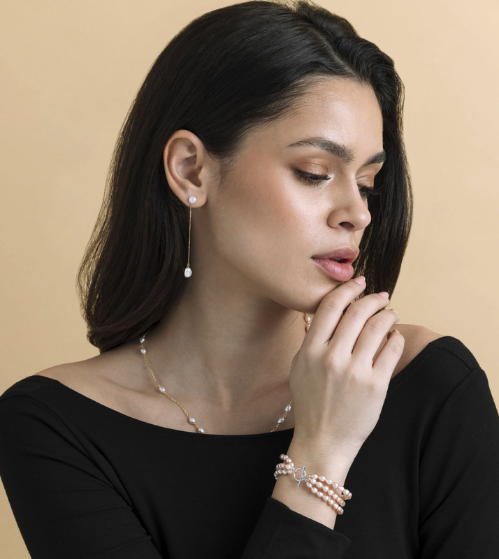 Double White Freshwater Keshi Pearl Joana Earrings - Secondary Image
