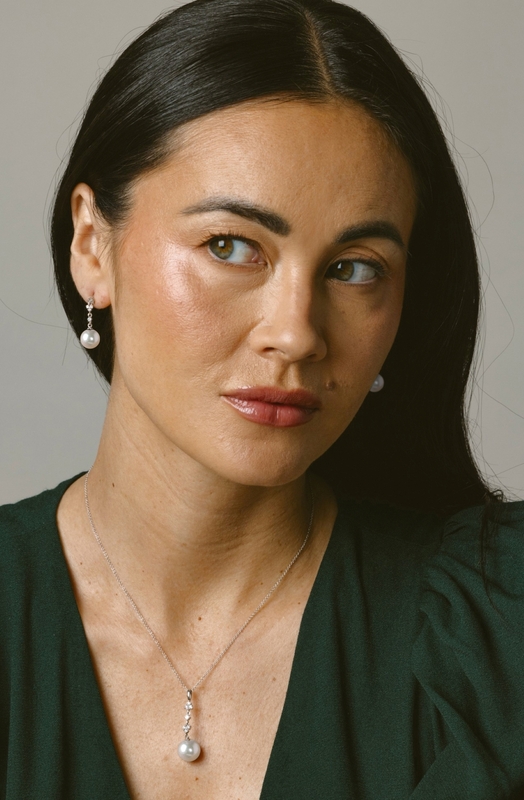 White South Sea Pearl & Lab Grown Diamond Georgia Pendant - Secondary Image