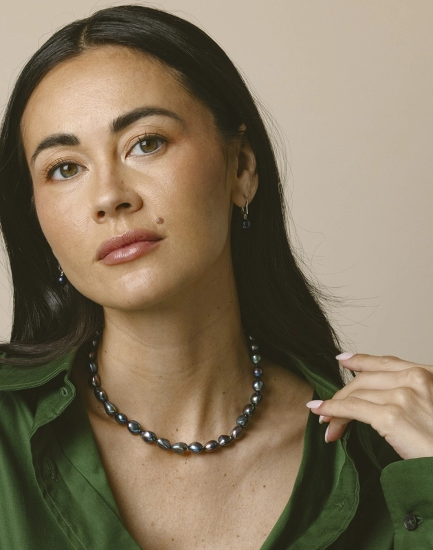 Black Freshwater Pearl Classic Elegance Earrings - Secondary Image