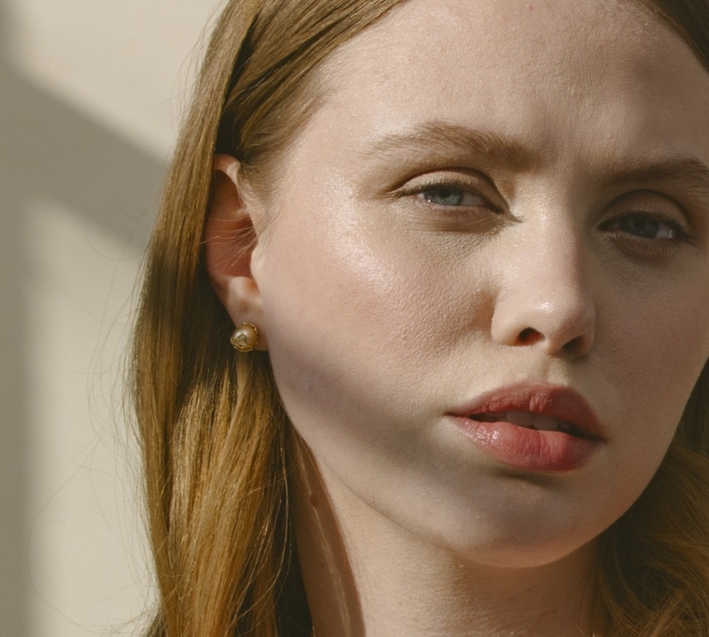 Golden South Sea Pearl Cora Earrings - Model Image