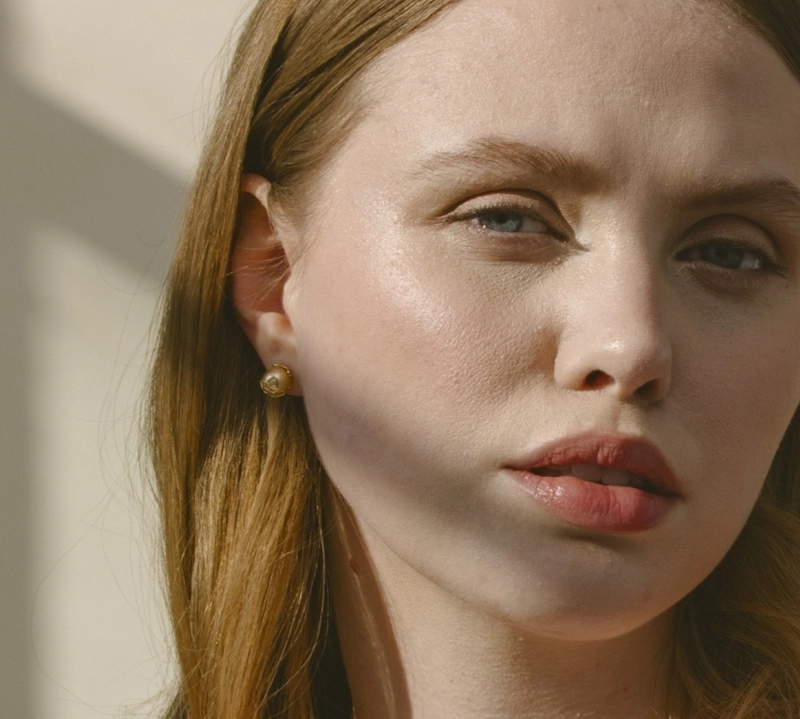 Golden South Sea Pearl Cora Earrings - Model Image