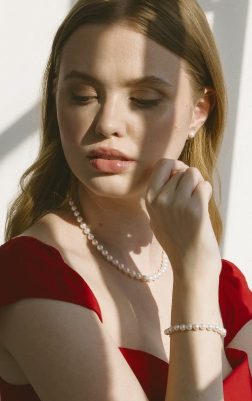 Japanese Akoya White Pearl Sets in AA+ Quality