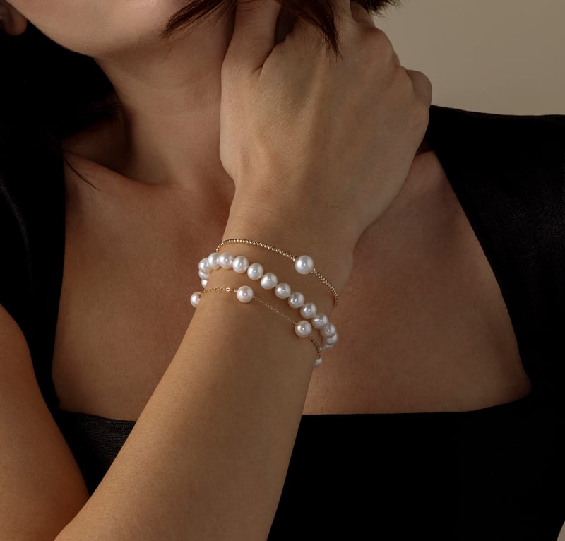 7.0-7.5mm White Freshwater Pearl Bracelet - AAA Quality