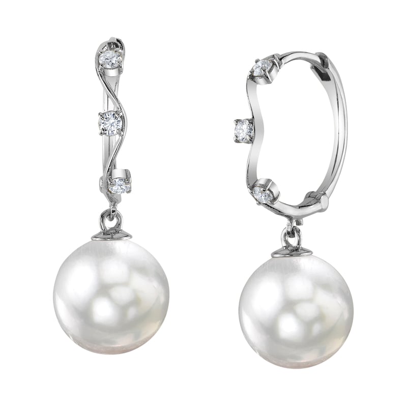 White South Sea Pearl & Diamond Hoop Sophie Earrings