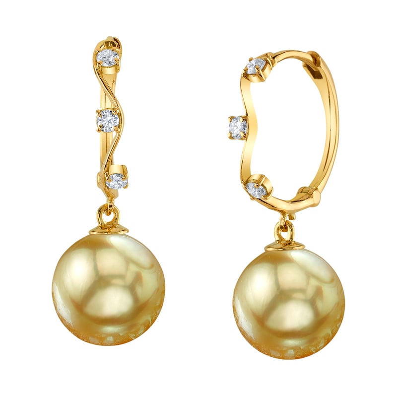 Golden South Sea Pearl & Diamond Hoop Sophie Earrings
