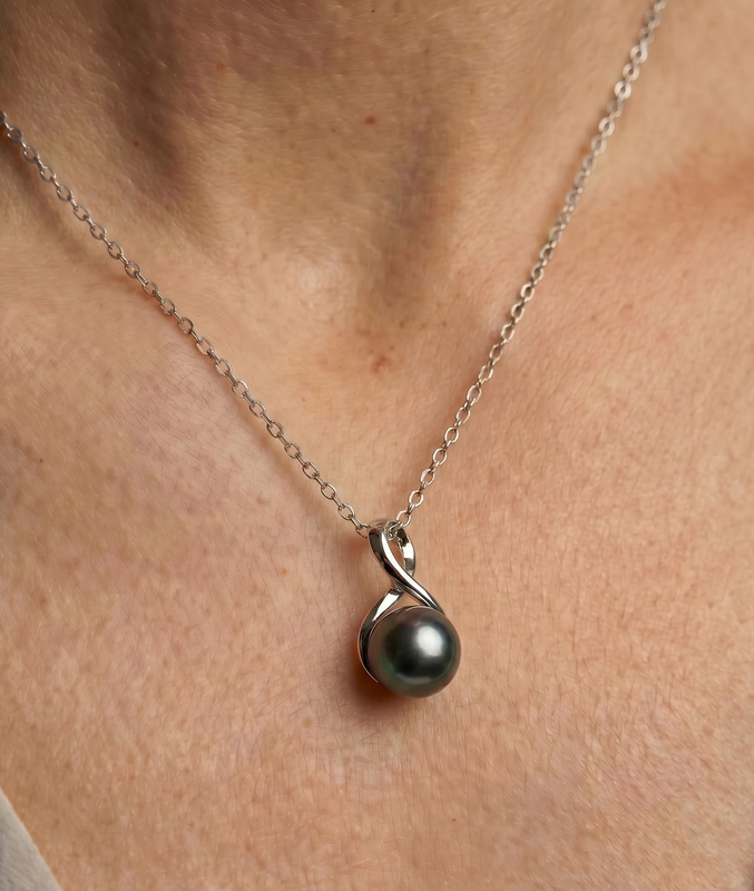 Tahitian South Sea Pearl Infinity Pendant - Secondary Image