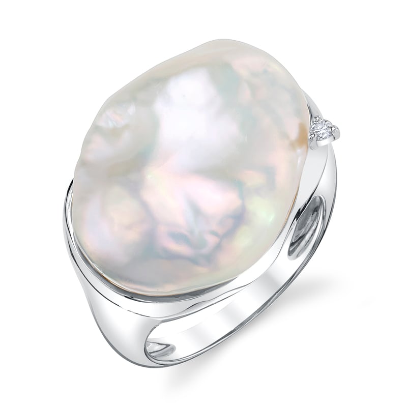 White Freshwater baroque Pearl Isla Ring