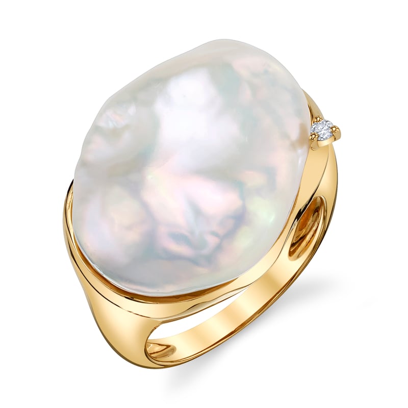 White Freshwater baroque Pearl Isla Ring