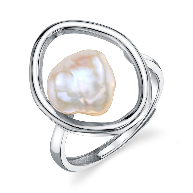 White Freshwater baroque Pearl Monroe Ring