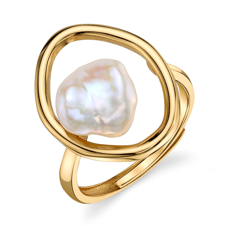 White Freshwater baroque Pearl Monroe Ring