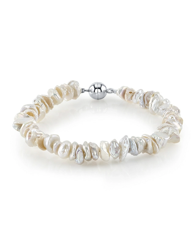 8.0-8.5mm White Freshwater Keshi Pearls Bracelet