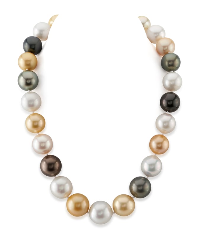 15-17mm South Sea Multicolor Round Pearl Necklace - AAA Quality