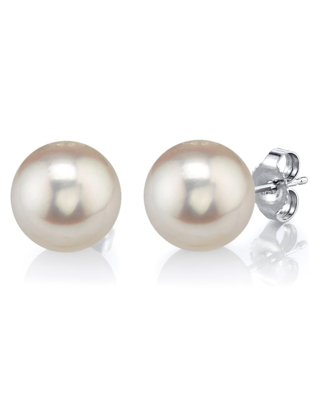 11mm White Freshwater Round Pearl Stud Earrings