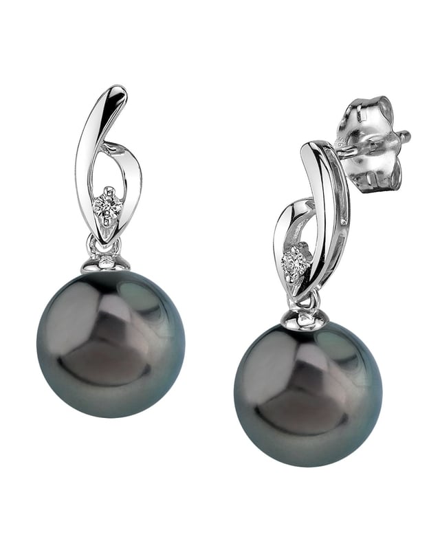 Tahitian South Sea Pearl & Diamond Lois Earrings