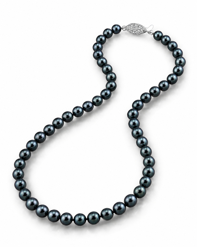 6.5-7.0mm Japanese Akoya Black Choker Length Pearl Necklace - AA+ Quality