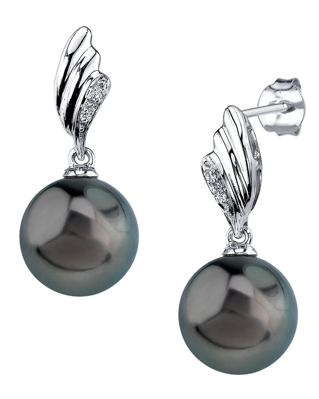 Tahitian South Sea Pearl & Diamond Lily Earrings