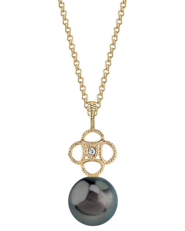 Tahitian South Sea Pearl & Diamond Lacy Pendant