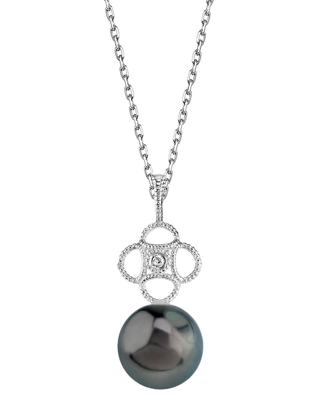 Tahitian South Sea Pearl & Diamond Lacy Pendant