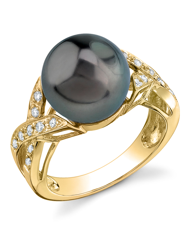 Tahitian South Sea Pearl & Diamond Infinity Ring - Model Image