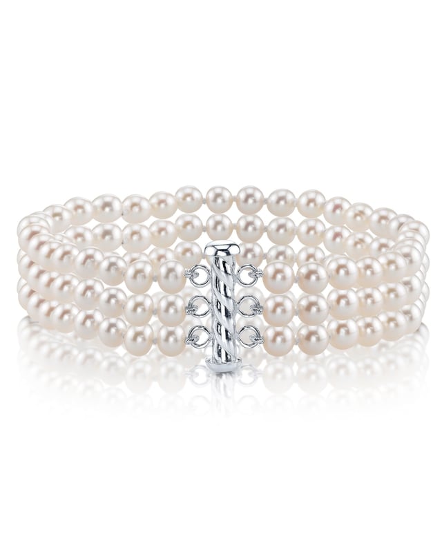 Triple White Freshwater Pearl Bracelet