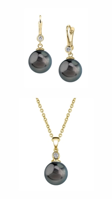 Tahitian South Sea Pearl & Diamond Michelle Jewelry Set