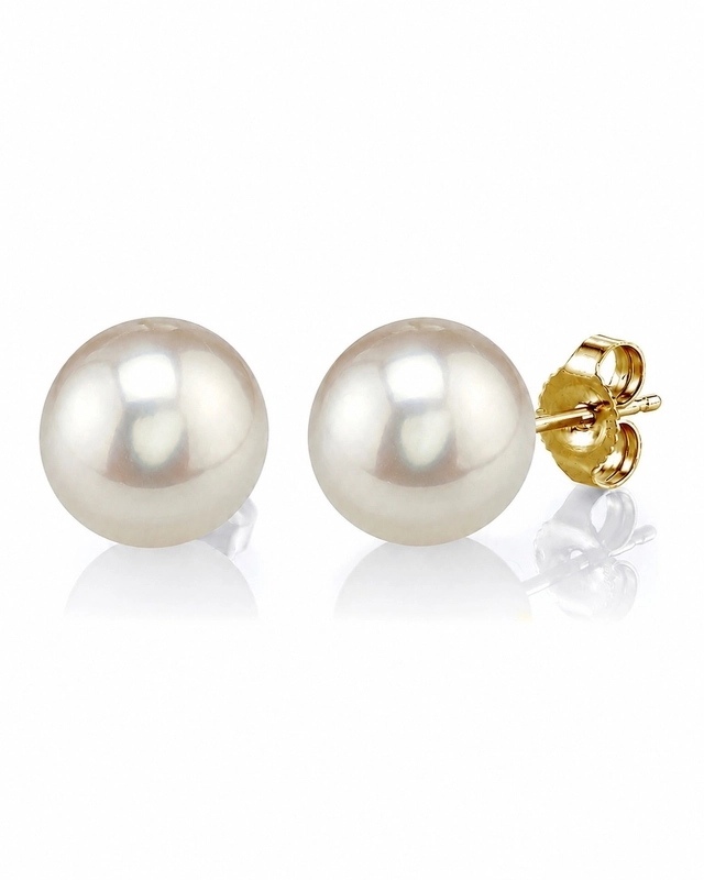 10mm White Freshwater Round Pearl Stud Earrings