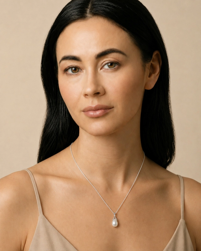 10-11mm Freshwater Pearl Olive Drop Pendant - Secondary Image