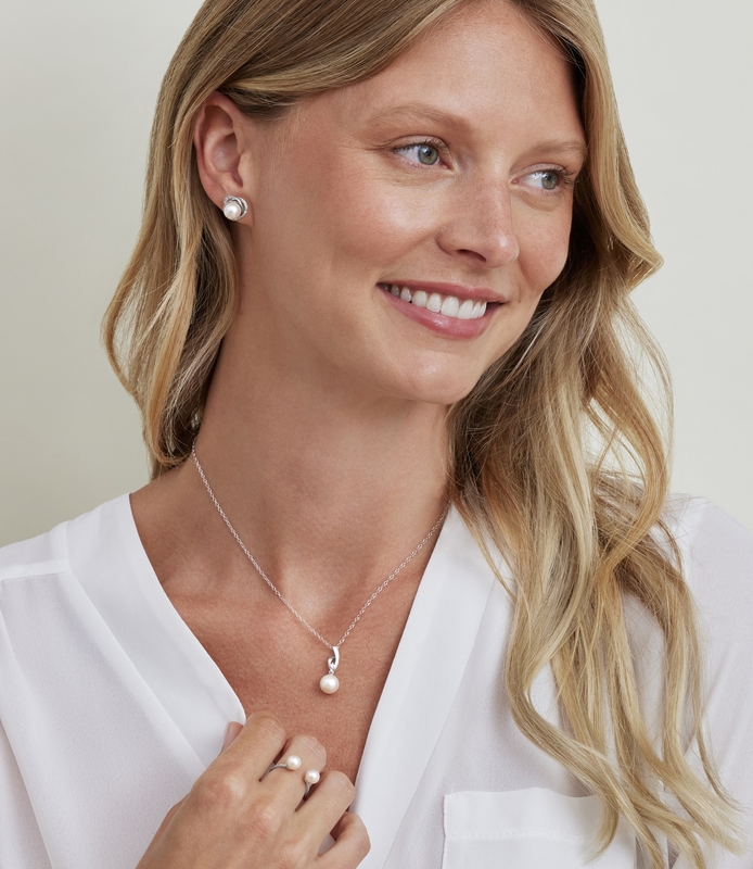 White South Sea Pearl and Diamond Lexi Earrings - Secondary Image