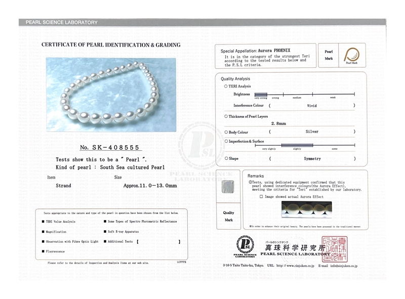 11-13mm White South Sea Drop Shape Pearl Necklace - PSL Certified - Model Image