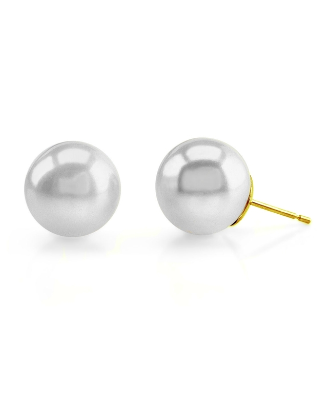 10mm South Sea Round Pearl Stud Earrings- Choose Your Quality - Third Image