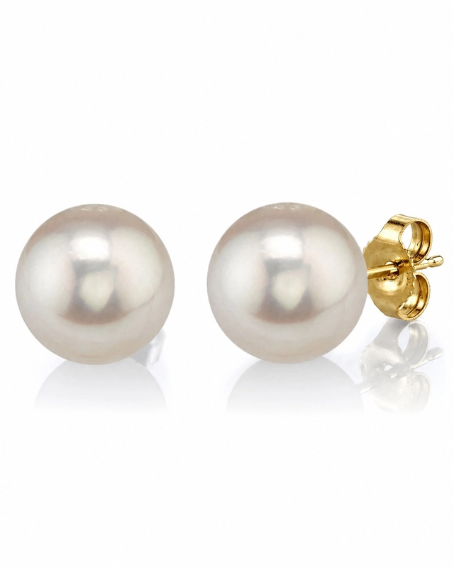 12mm White Freshwater Round Pearl Stud Earrings