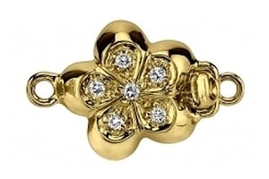 Diamond Flower Clasp  14K Yellow Gold